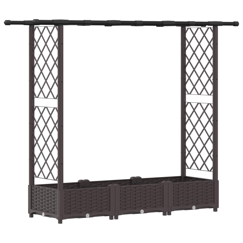 Produktbild för Upphöjd Bädd med Spaljé och Tak Brun 164 x 40 x 121 cm PP