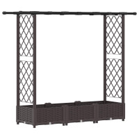 Produktbild för Upphöjd Bädd med Spaljé och Tak Brun 164 x 40 x 121 cm PP