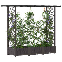 Produktbild för Upphöjd Bädd med Spaljé och Tak Brun 164 x 40 x 121 cm PP