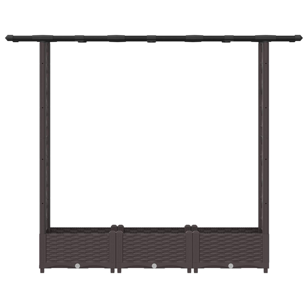 Produktbild för Upphöjd Bädd med Spaljé och Tak Brun 164 x 40 x 121 cm PP