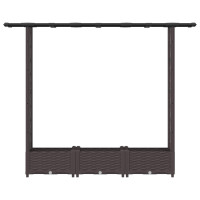 Produktbild för Upphöjd Bädd med Spaljé och Tak Brun 164 x 40 x 121 cm PP