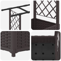 Produktbild för Upphöjd Bädd med Spaljé och Tak Brun 164 x 40 x 121 cm PP