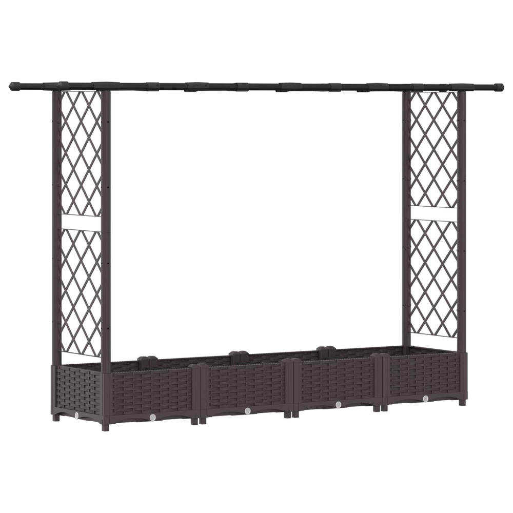 Produktbild för Upphöjd Bädd med Spaljé och Tak Brun 203 x 40 x 121 cm PP