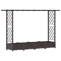 Produktbild för Upphöjd Bädd med Spaljé och Tak Brun 203 x 40 x 121 cm PP