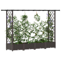 Produktbild för Upphöjd Bädd med Spaljé och Tak Brun 203 x 40 x 121 cm PP