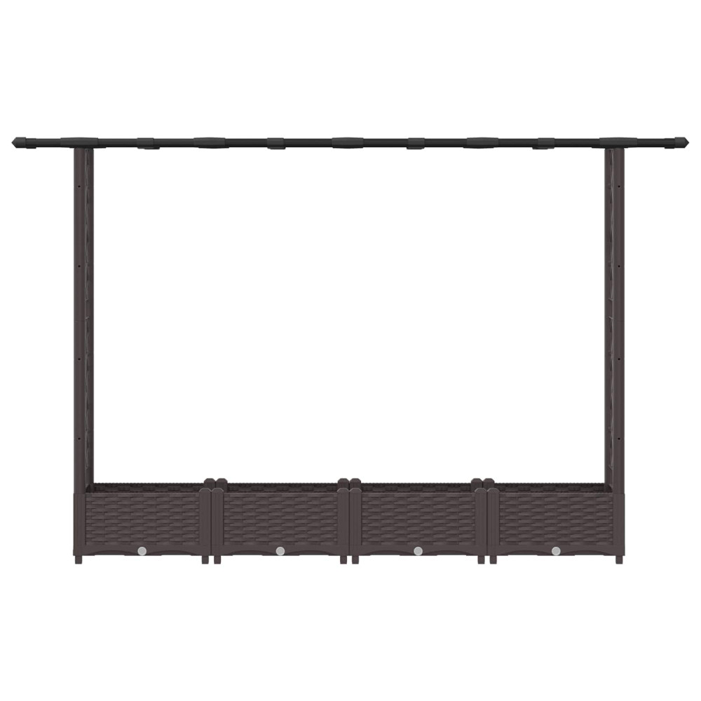 Produktbild för Upphöjd Bädd med Spaljé och Tak Brun 203 x 40 x 121 cm PP