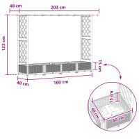 Produktbild för Upphöjd Bädd med Spaljé och Tak Brun 203 x 40 x 121 cm PP