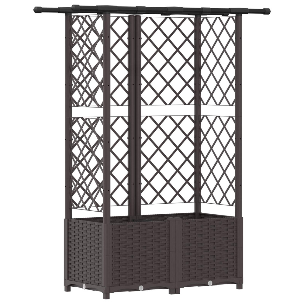 Produktbild för Upphöjd Bädd med Spaljé och Tak Brun 124,5 x 40 x 136 cm PP