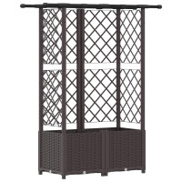 Produktbild för Upphöjd Bädd med Spaljé och Tak Brun 124,5 x 40 x 136 cm PP