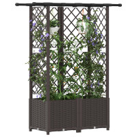 Produktbild för Upphöjd Bädd med Spaljé och Tak Brun 124,5 x 40 x 136 cm PP