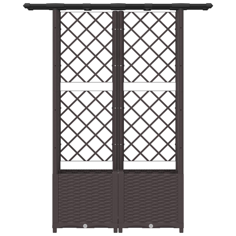 Produktbild för Upphöjd Bädd med Spaljé och Tak Brun 124,5 x 40 x 136 cm PP