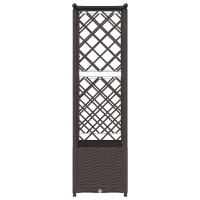 Produktbild för Upphöjd Bädd med Spaljé och Tak Brun 124,5 x 40 x 136 cm PP