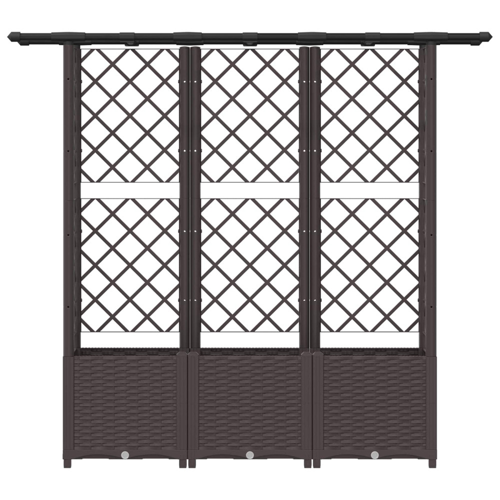 Produktbild för Upphöjd Bädd med Spaljé och Tak Brun 162,5 x 40 x 136 cm PP