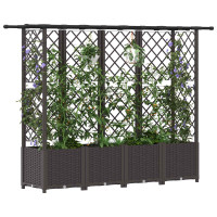 Produktbild för Upphöjd Bädd med Spaljé och Tak Brun 203 x 40 x 136 cm PP