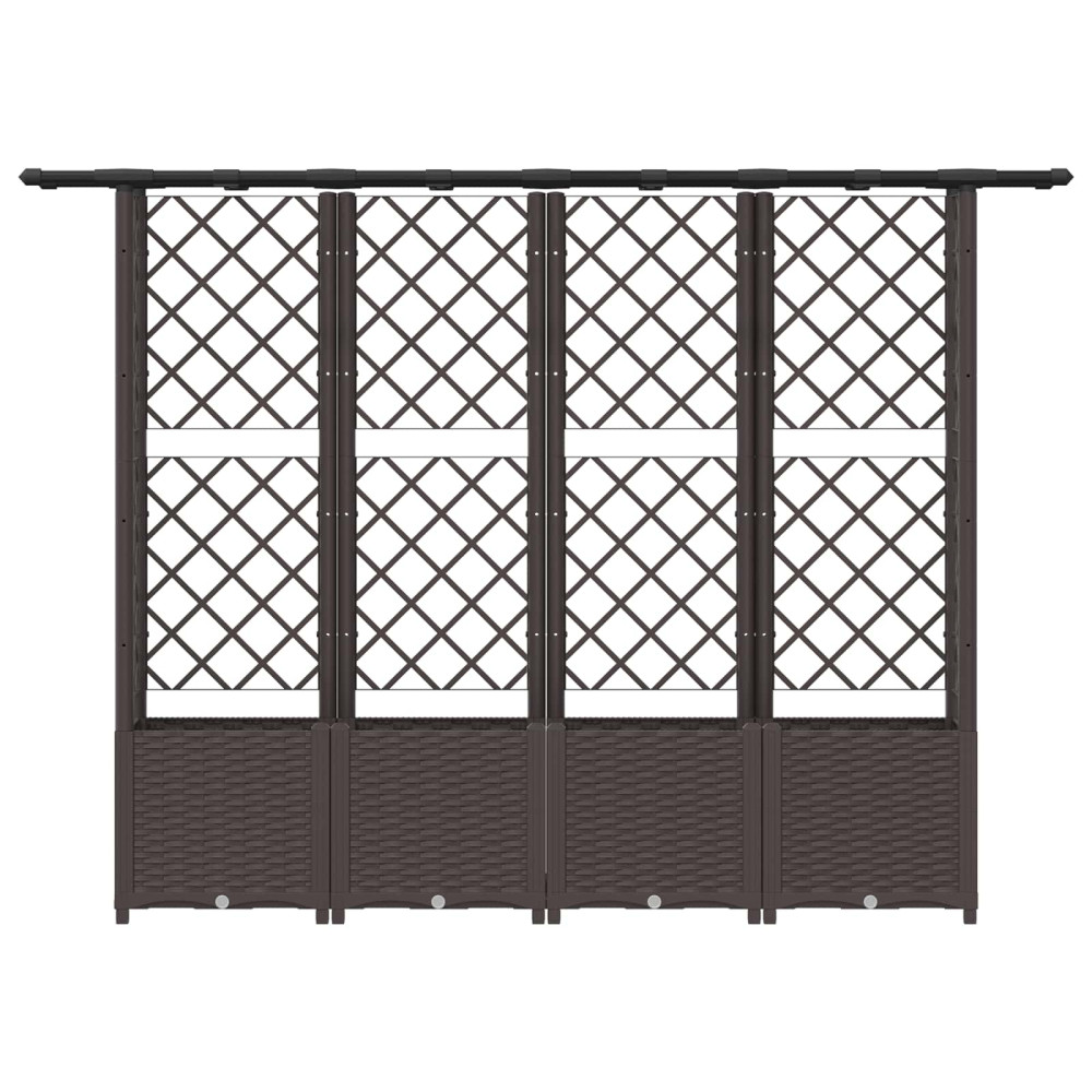 Produktbild för Upphöjd Bädd med Spaljé och Tak Brun 203 x 40 x 136 cm PP