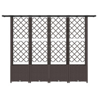 Produktbild för Upphöjd Bädd med Spaljé och Tak Brun 203 x 40 x 136 cm PP