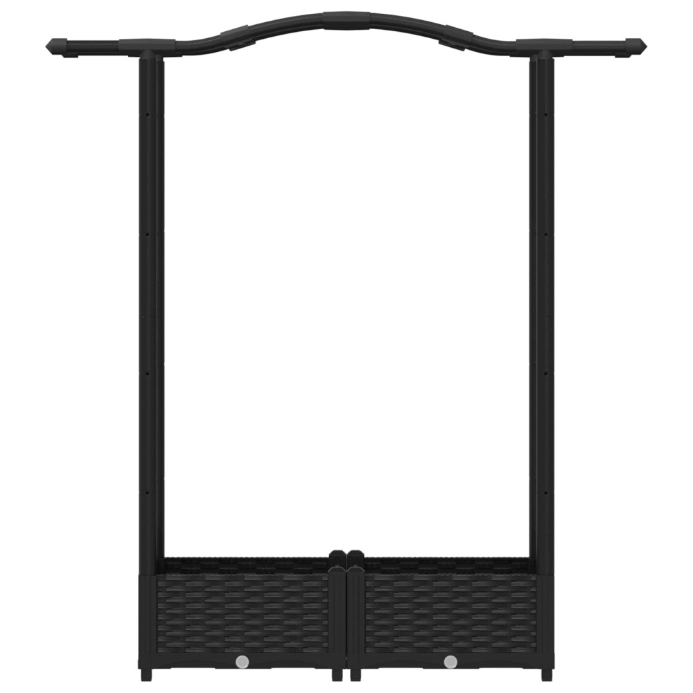 Produktbild för Upphöjd Bädd med Spaljé och Tak Svart 124 x 40 x 123 cm PP
