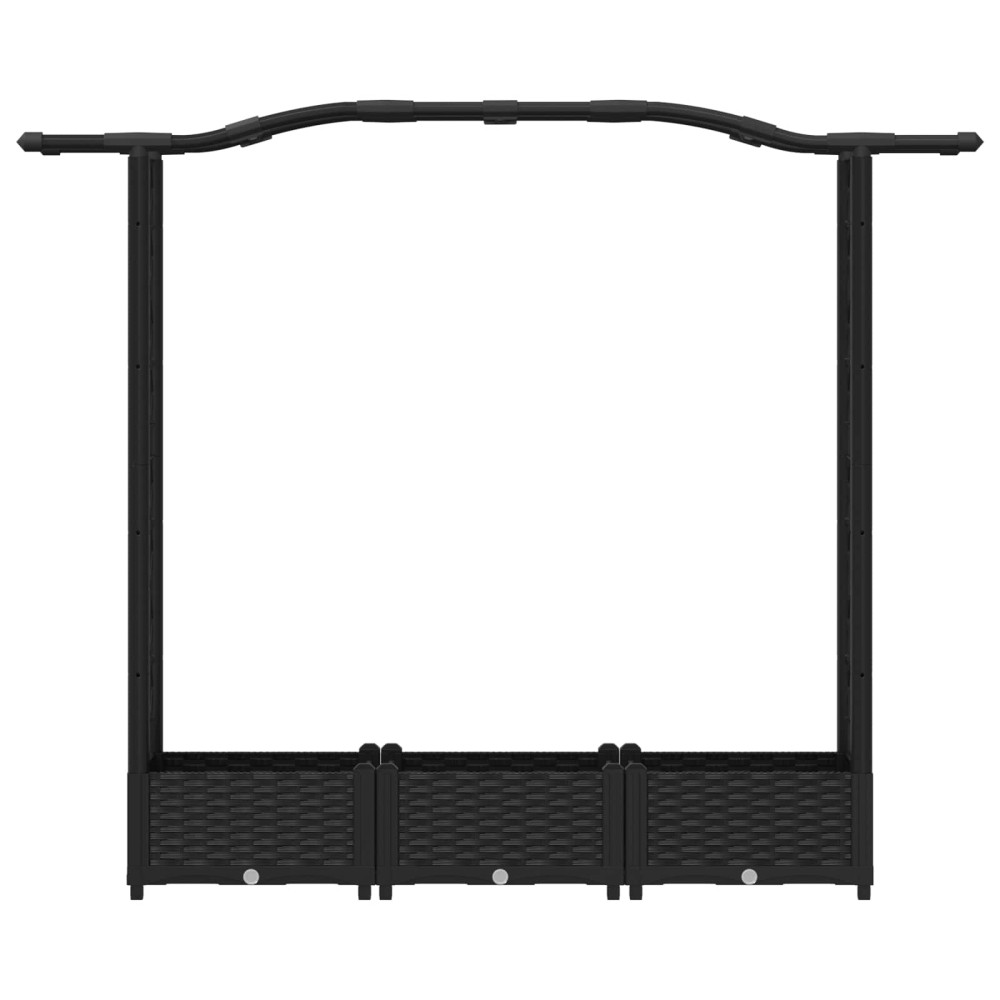 Produktbild för Upphöjd Bädd med Spaljé och Tak Svart 169 x 40 x 123 cm PP