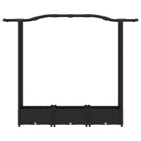 Produktbild för Upphöjd Bädd med Spaljé och Tak Svart 169 x 40 x 123 cm PP