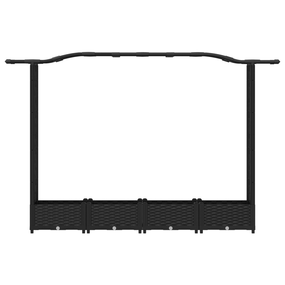 Produktbild för Upphöjd Bädd med Spaljé och Tak Svart 207 x 40 x 123 cm PP