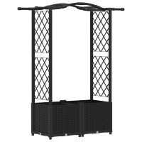 Produktbild för Upphöjd Bädd med Spaljé och Tak Svart 125 x 40 x 138 cm PP