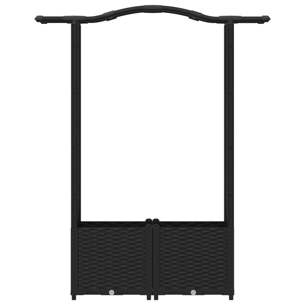 Produktbild för Upphöjd Bädd med Spaljé och Tak Svart 125 x 40 x 138 cm PP