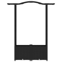 Produktbild för Upphöjd Bädd med Spaljé och Tak Svart 125 x 40 x 138 cm PP