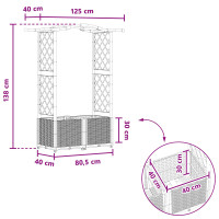 Produktbild för Upphöjd Bädd med Spaljé och Tak Svart 125 x 40 x 138 cm PP