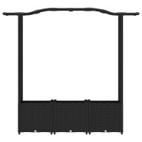 Produktbild för Upphöjd Bädd med Spaljé och Tak Svart 164 x 40 x 138 cm PP
