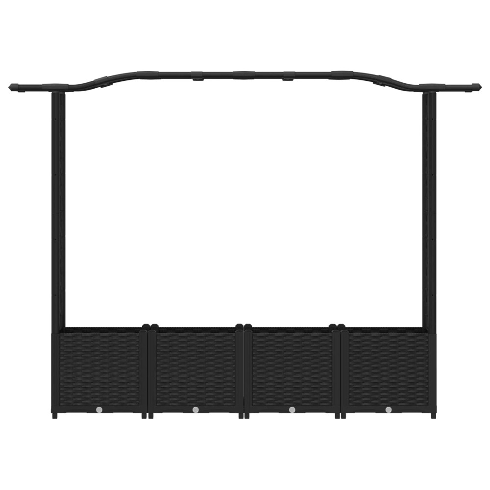 Produktbild för Upphöjd Bädd med Spaljé och Tak Svart 204 x 40 x 138 cm PP