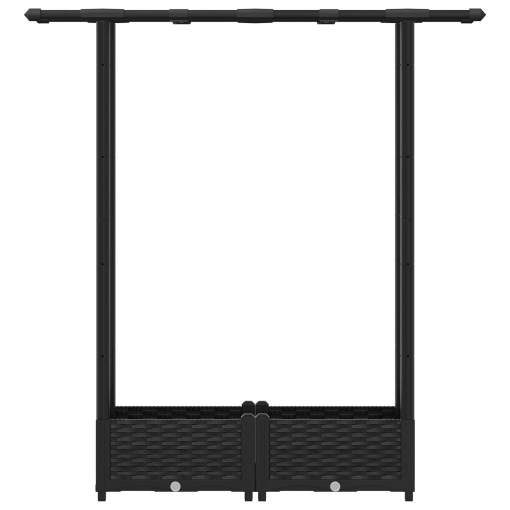 Produktbild för Upphöjd Bädd med Spaljé och Tak Svart 122,5 x 40 x 121 cm PP