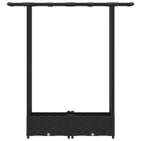 Produktbild för Upphöjd Bädd med Spaljé och Tak Svart 122,5 x 40 x 121 cm PP