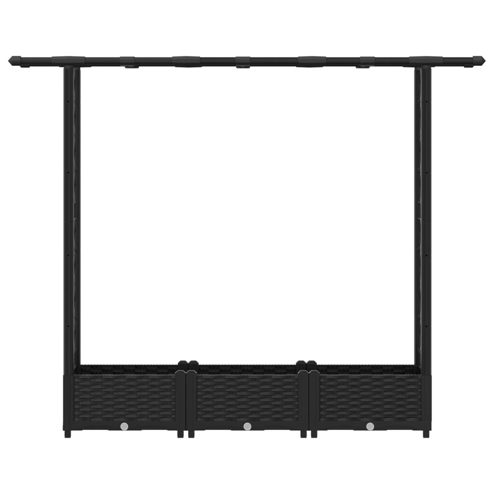 Produktbild för Upphöjd Bädd med Spaljé och Tak Svart 164 x 40 x 121 cm PP