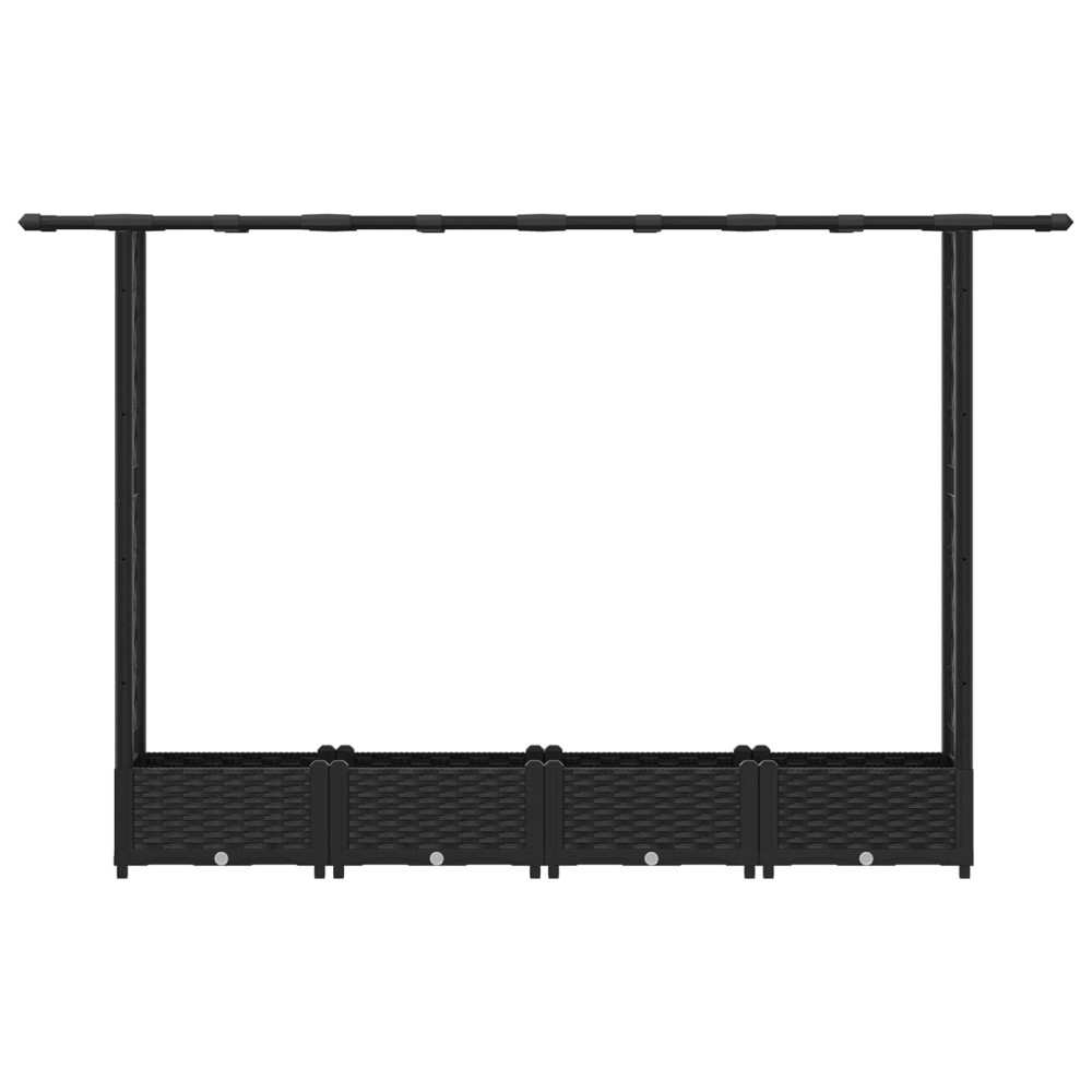 Produktbild för Upphöjd Bädd med Spaljé och Tak Svart 203 x 40 x 121 cm PP