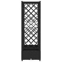 Produktbild för Upphöjd Bädd med Spaljé och Tak Svart 203 x 40 x 121 cm PP