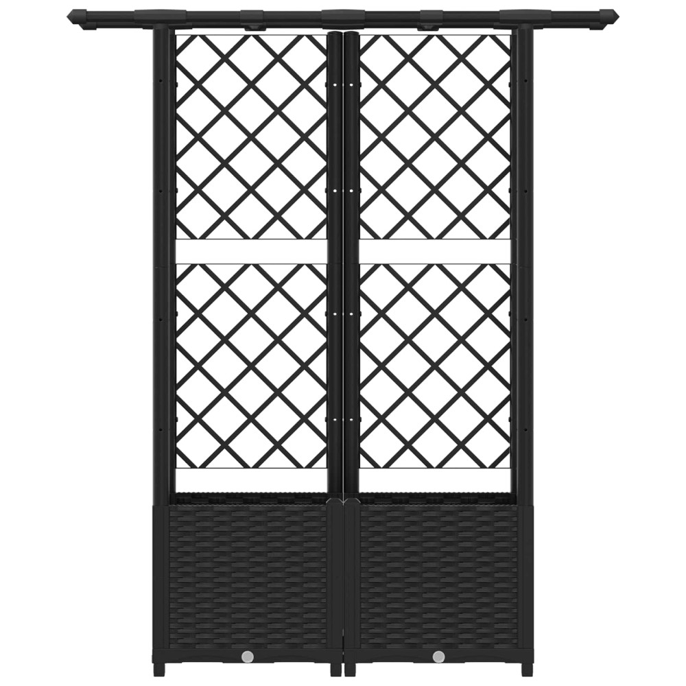 Produktbild för Upphöjd Bädd med Spaljé och Tak Svart 124,5 x 40 x 136 cm PP
