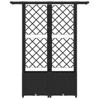 Produktbild för Upphöjd Bädd med Spaljé och Tak Svart 124,5 x 40 x 136 cm PP