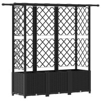 Produktbild för Upphöjd Bädd med Spaljé och Tak Svart 162,5 x 40 x 136 cm PP