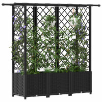 Produktbild för Upphöjd Bädd med Spaljé och Tak Svart 162,5 x 40 x 136 cm PP