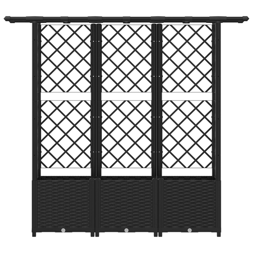 Produktbild för Upphöjd Bädd med Spaljé och Tak Svart 162,5 x 40 x 136 cm PP