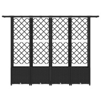 Produktbild för Upphöjd Bädd med Spaljé och Tak Svart 203 x 40 x 136 cm PP
