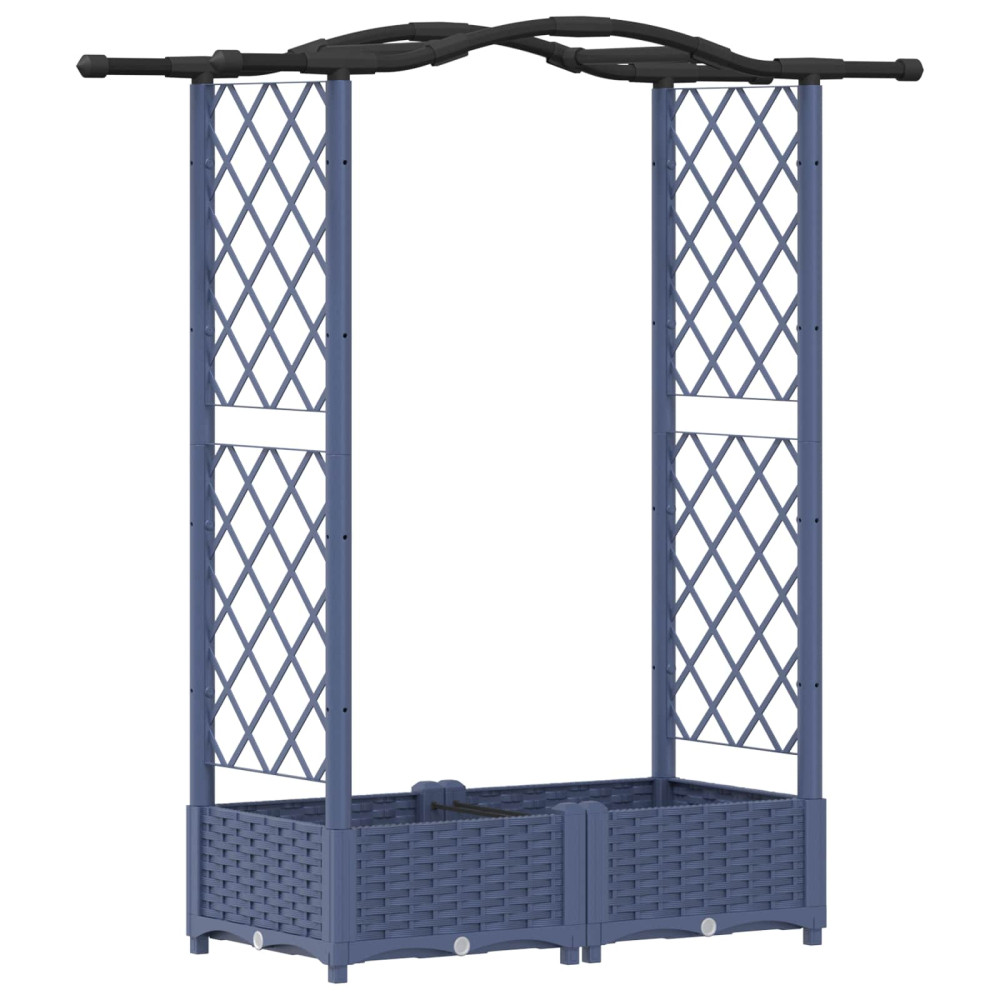 Produktbild för Upphöjd Bädd med Spaljé och Tak Grå 124 x 40 x 123 cm PP