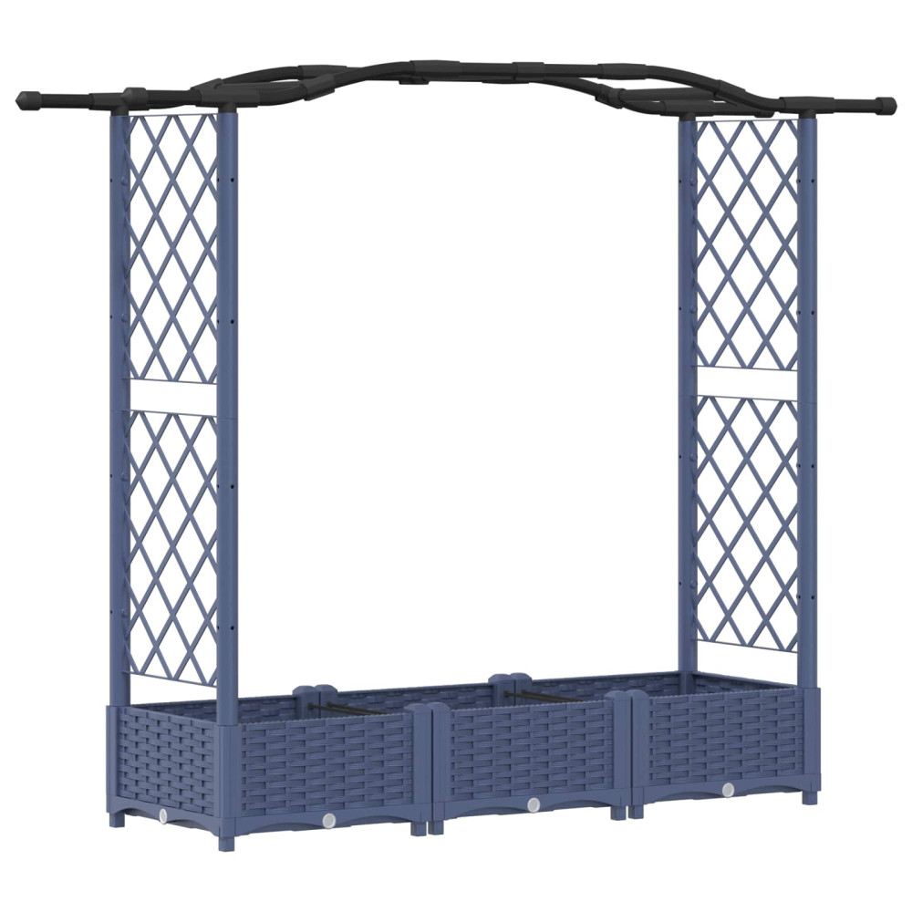 Produktbild för Upphöjd Bädd med Spaljé och Tak Grå 169 x 40 x 123 cm PP
