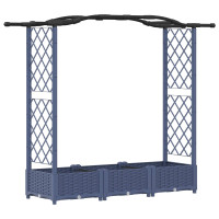 Produktbild för Upphöjd Bädd med Spaljé och Tak Grå 169 x 40 x 123 cm PP