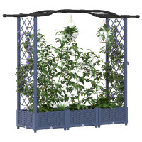 Produktbild för Upphöjd Bädd med Spaljé och Tak Grå 169 x 40 x 123 cm PP