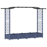 Produktbild för Upphöjd Bädd med Spaljé och Tak Grå 207 x 40 x 123 cm PP