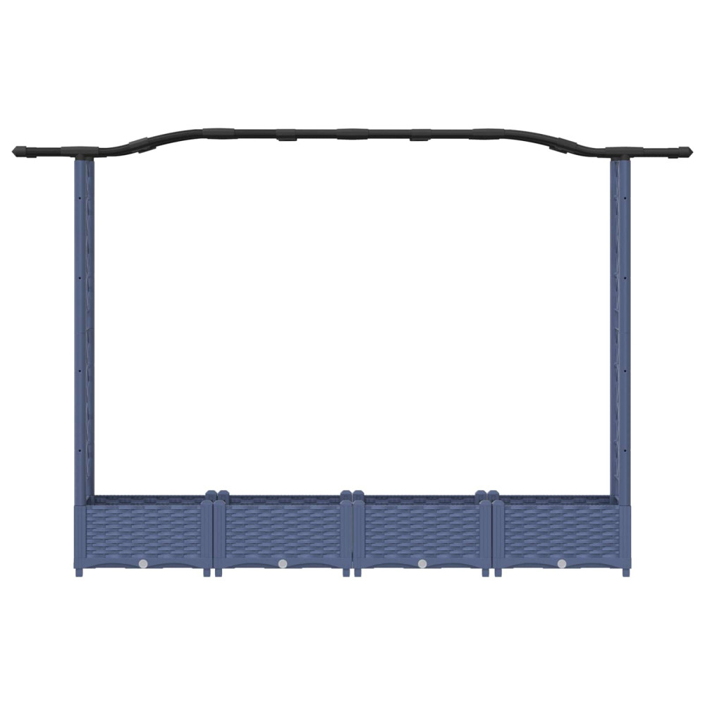 Produktbild för Upphöjd Bädd med Spaljé och Tak Grå 207 x 40 x 123 cm PP