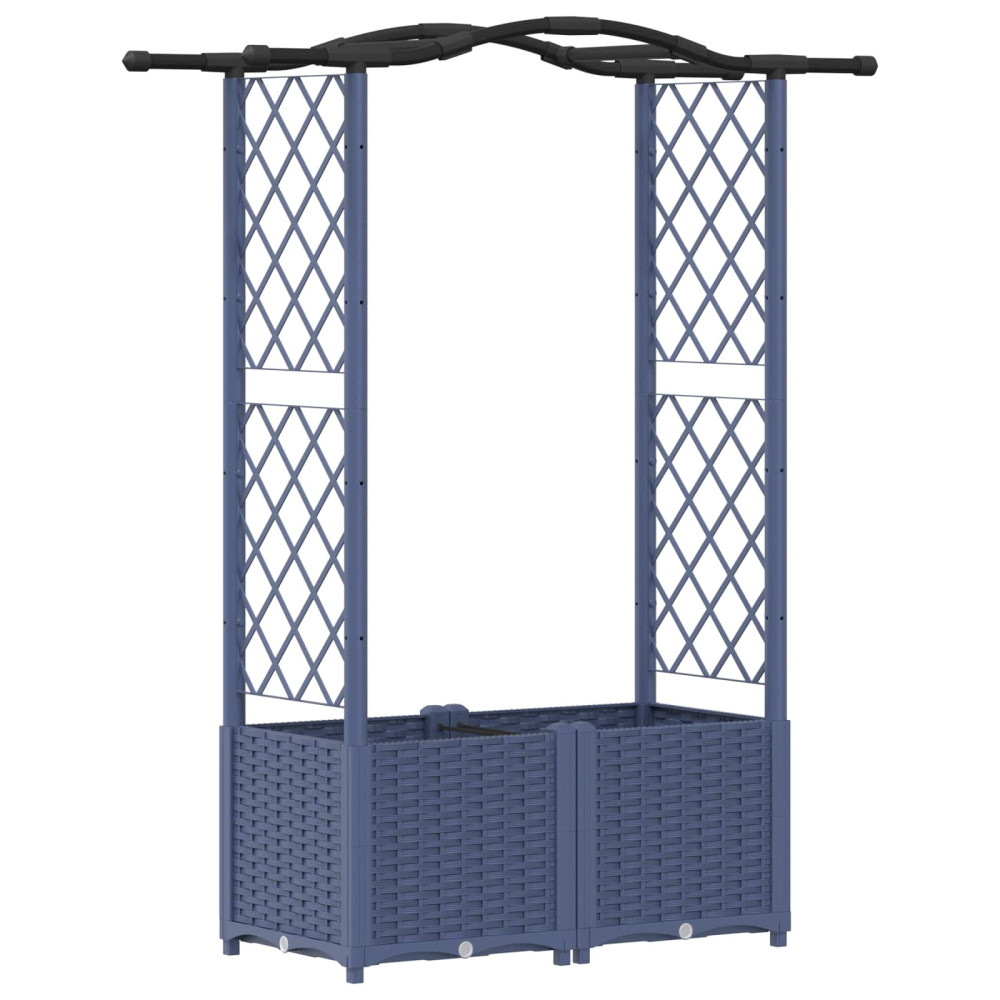 Produktbild för Upphöjd Bädd med Spaljé och Tak Grå 125 x 40 x 138 cm PP