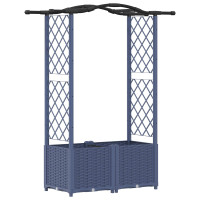 Produktbild för Upphöjd Bädd med Spaljé och Tak Grå 125 x 40 x 138 cm PP