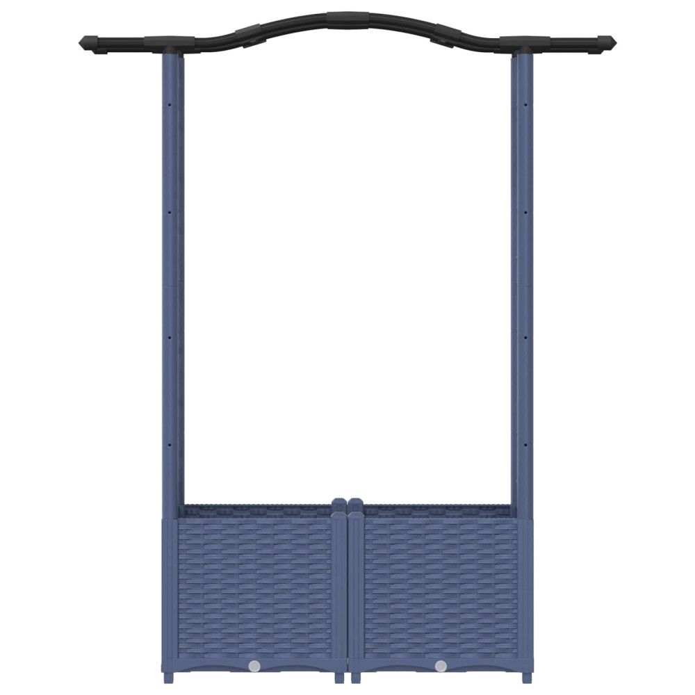 Produktbild för Upphöjd Bädd med Spaljé och Tak Grå 125 x 40 x 138 cm PP